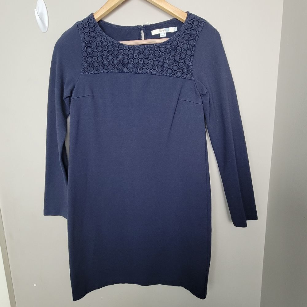 BODEN Dress Women's Navy Ponte Knit w/Crochet Accent Shift Tunic WL753 Size 2R
